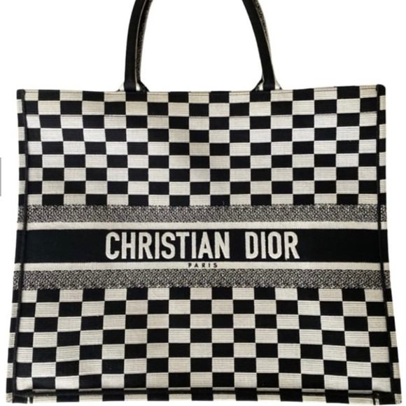 Christian Dior Cloth Book Tote - 2018 - Black and White checkered print - Picture 2 of 5